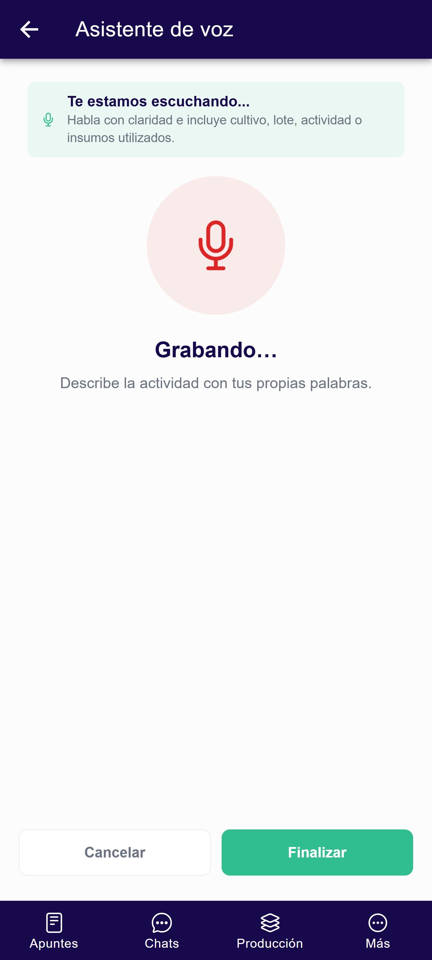 Registro de actividades por voz