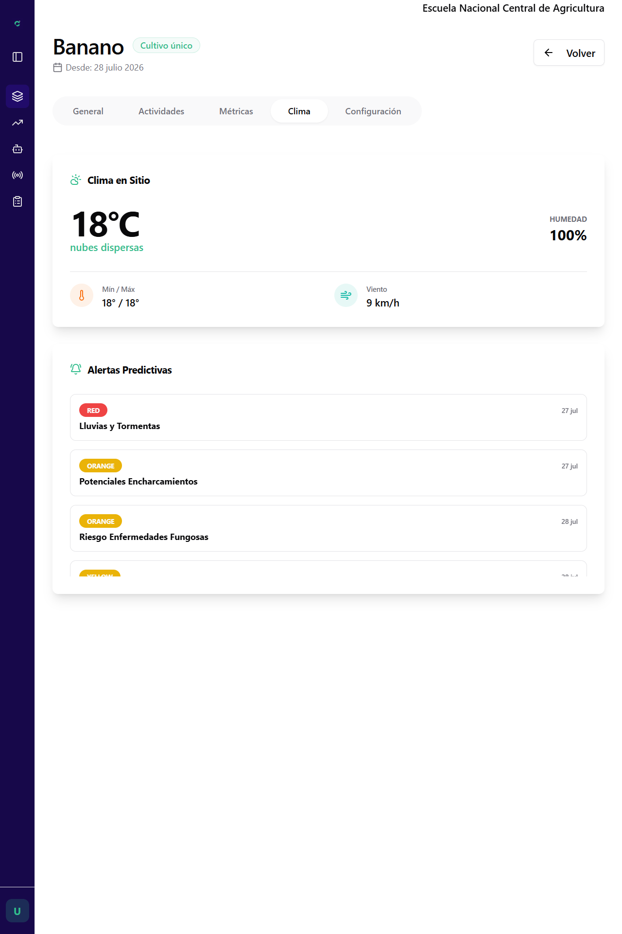 Información climática y alertas predictivas en Ingenicrop Studio